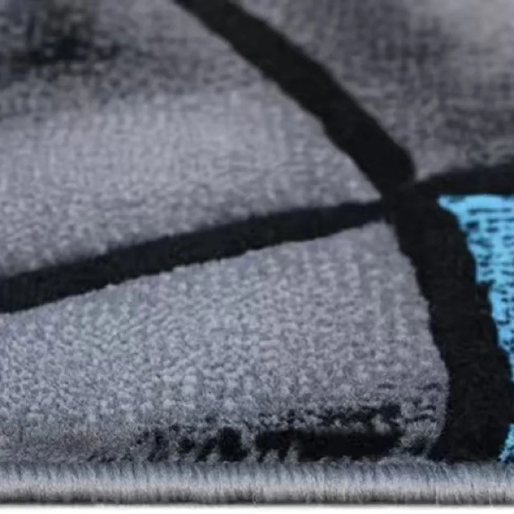 Modern Swirl Gray and Blue Door Mat